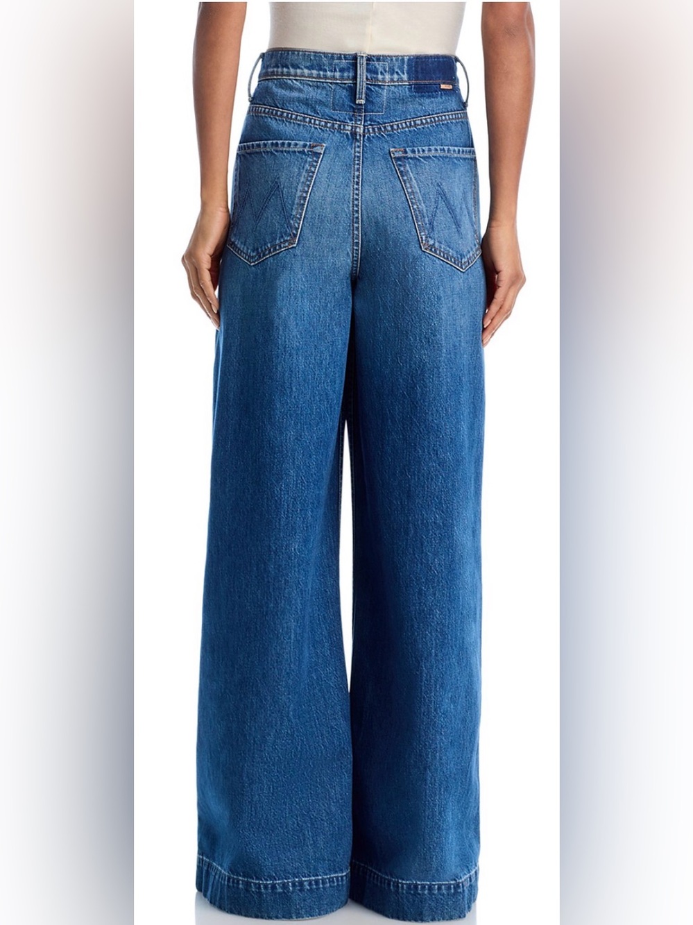 MOTHER The Headiner Sneak High Rise Wide Leg Jeans in Green Thumb - Picture 3 of 8